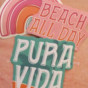 Pura Vida Sticker Lot! Set of 16 Stickers Summer Beach Sticker Pack